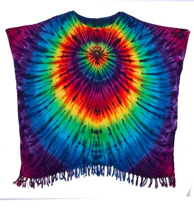 Rayon poncho, with fringe 